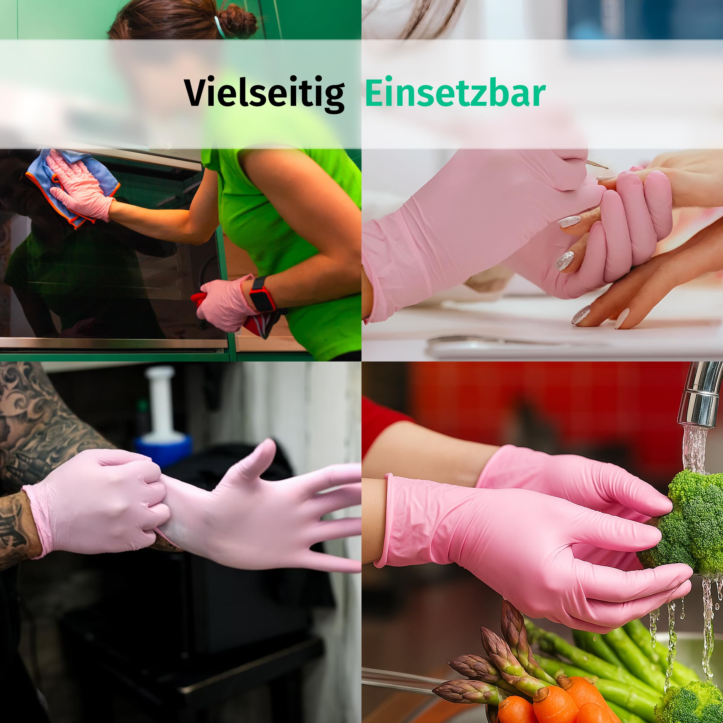 SF Nitrilhandschuhe M Rosa – 1000 Stück Einweghandschuhe, Einmalhandschuhe, Medizinische Handschuhe, Puderfrei, Latexfrei, Handschuhe Einweg zum Kochen, Putzen, für Medizin, Küche, Kosmetik, Haushalt