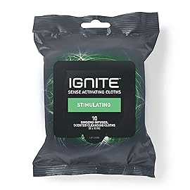 Ignite Mens Body Wet Wipes, Extra Thick 8 x 8 Shower Wipes, Stimulating Scent, 10 Count (Pack of 5)