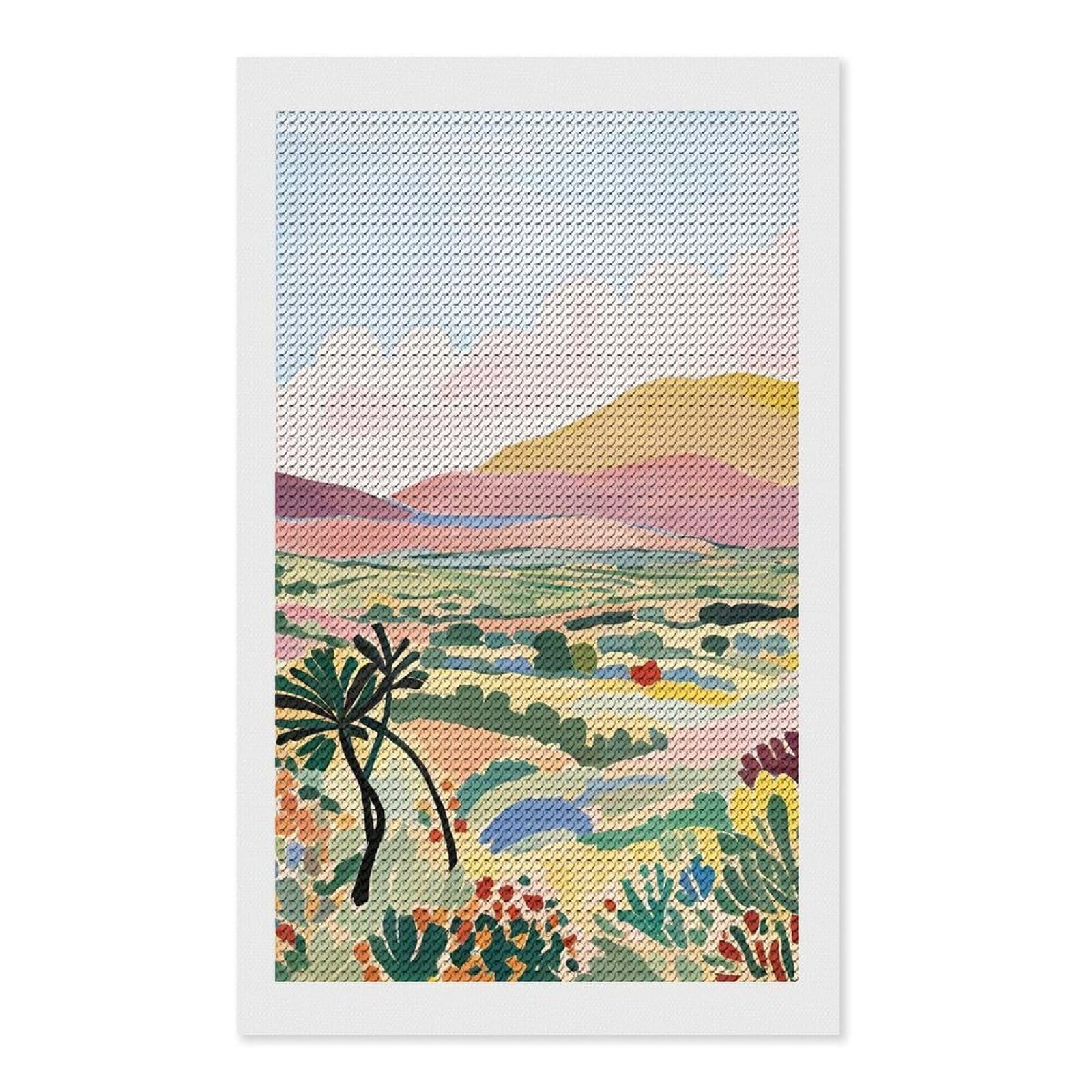 Junmoney Colorful Landscape Painting Diamond Painting Canvas Kit 12"x20", Round Gems, Living Room Decor, Seasonal Gift Choice, Modern Decor
