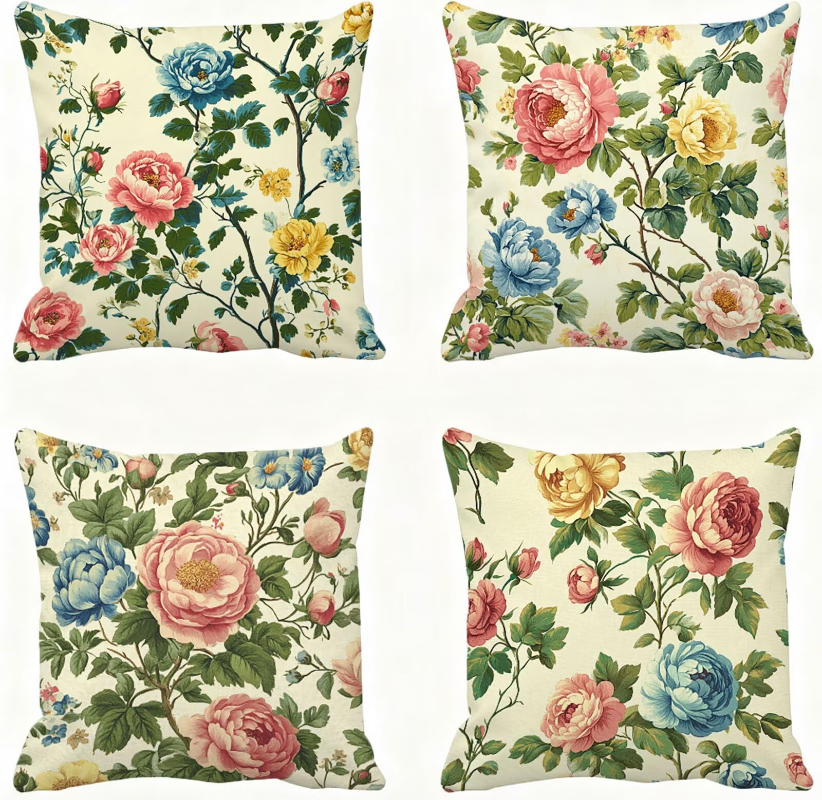 Rose Housse Coussin 60x60 Bleu Taie Oreiller 60x60 Lot de 4 Super Doux Protege Oreiller 60 x 60 Decoration Automne Taie D'oreiller Carrées Coussin Canape, pour Maison Chambre Canapé Chaise E - 148