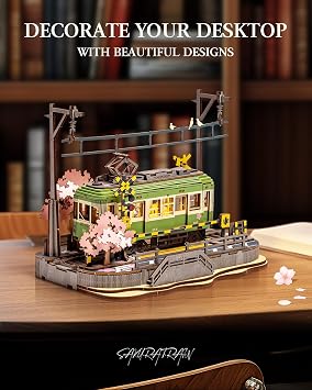 3D Wooden Puzzles for Adults-Sakura Journey Tram, Model Car Kits Building Set for Adults, DIY Hobby Craft Kits Creative Gift (223PCS)