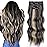 Vigorous Clip in Hair Extensions 20 Inch Black Mix Blonde Long Hair Extensions Clip Ins 4PCS Soft Synthetic Hairpieces for Women