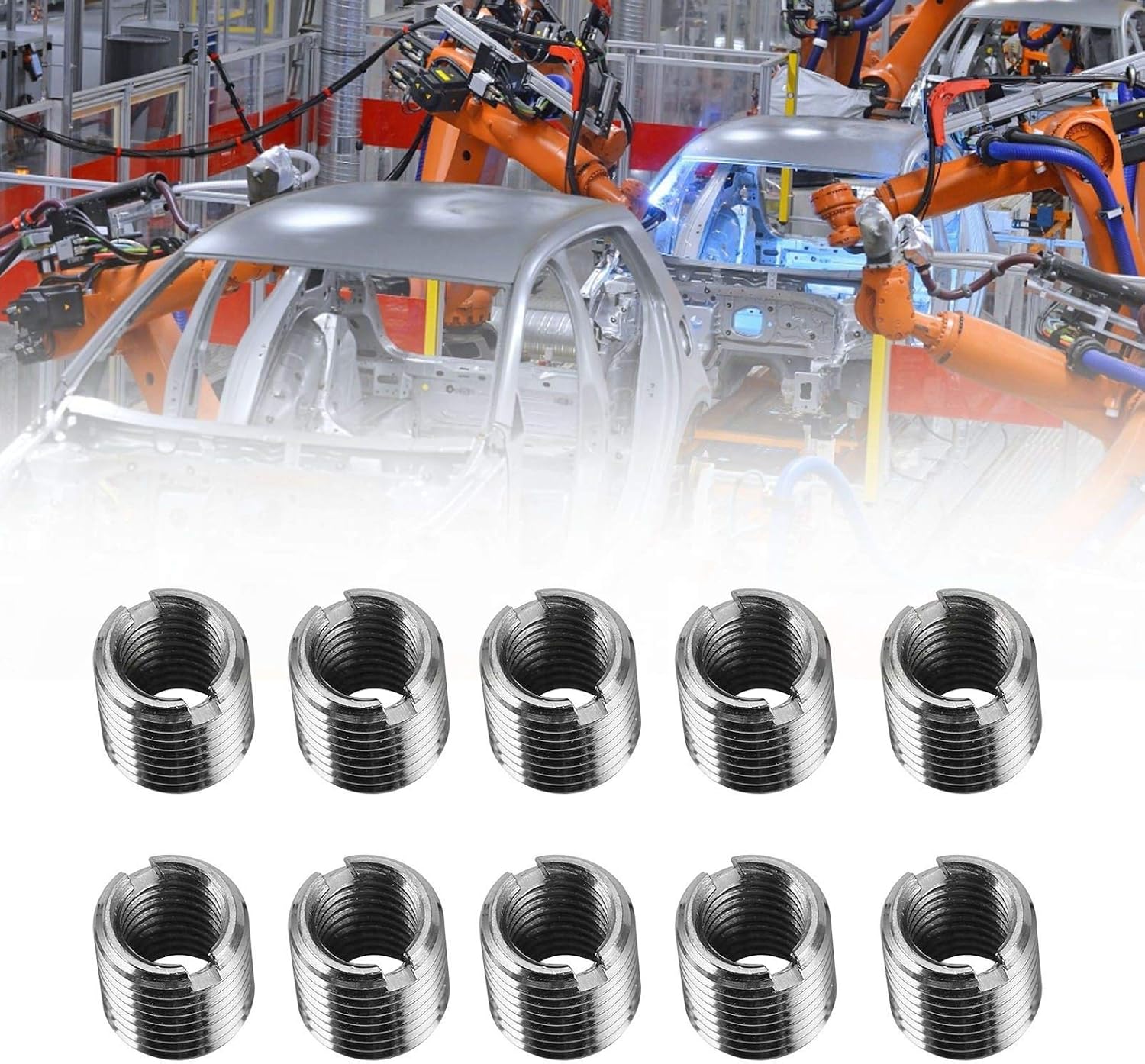 Pilipane Threaded Insert Nut, 10Pcs Repair Nut, Stainless Steel Repair Nuts Set for Thread Restoration and Fastening Solutions