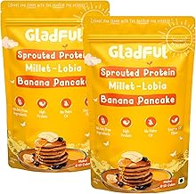 Gladful Banana Millet Pancake, No Maida, No Palm Oil, No Refined Sugar, Gluten Free, High Protein, Low Carbs, Low Gi Millet Grain, Eggless 300 Grams (Pack Of 2) - Banana