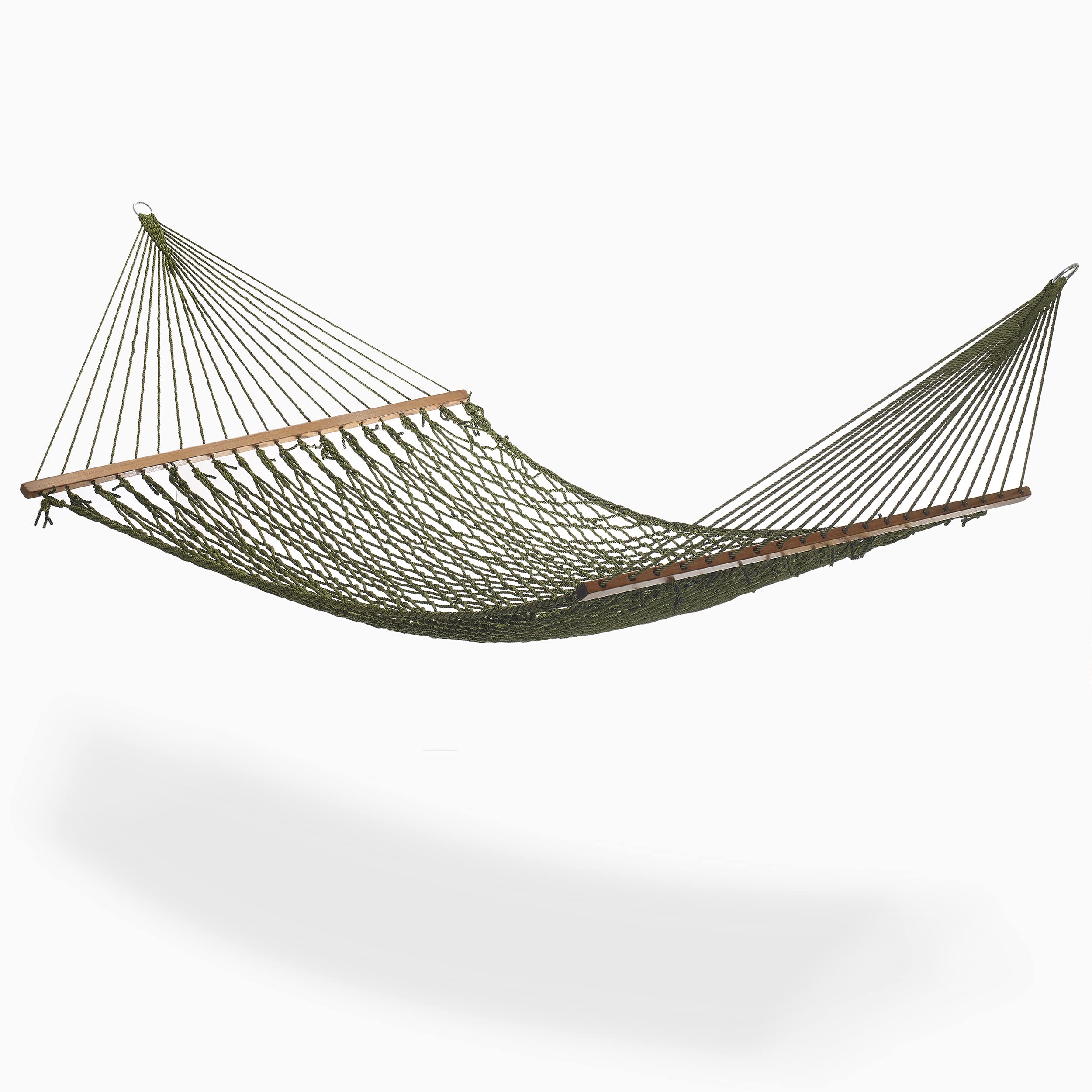 Fab Habitat Rope Recycled Polyester Hammock - Miami - Green - Indoor/Outdoor, Quick Dry, 2 Person 400 lbs Capacity - Patio, Poolside, Backyard, Garden, Beach, Balcony - 12-14 ft Adjustable