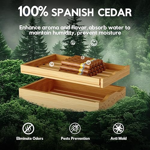 Miniatura 6 de Tylza Humidor eléctrico para cigarros, 25L 170 unidades humidores eléctricos para cigarros con control de humedad y temperatura, higrómetro digital,