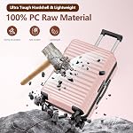 SHOWKOO Carry On Luggage Hardshell Lightweight Luggage Set, Suitcase with Double Spinner Wheels TSA Lock 3 Piece Set Pink (DB/TB/20in)