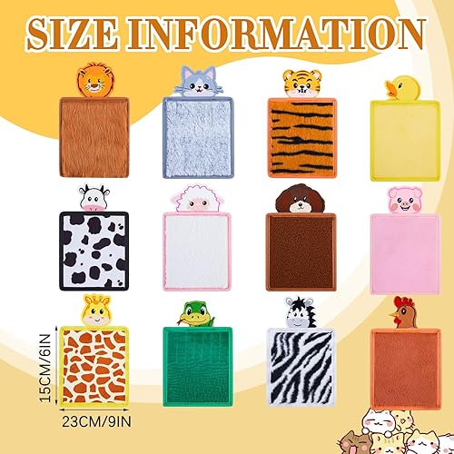 Miniatura 2 de Arrowbash Paquete de 12 tapetes sensoriales de animales a granel, miniazulejos sensoriales surtidos con textura de animales, juguetes sensoriales de