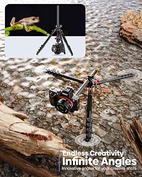 68 Horizontal Overhead Tripod for Camera, Aluminum Camera Tripod with Ball Head for Macro & Overhead Shooting, Detachable Monopod, 1/4 Arca QR Plate, 33lb Load Capacity