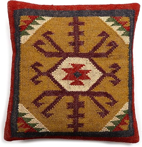 Shivanifashions Kilim Pillow Cover Vintage Square Cushion Handwoven Pillow Case 