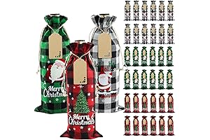 Hegbolke 36 Pcs Buffalo Plaid Wine Bottle Covers