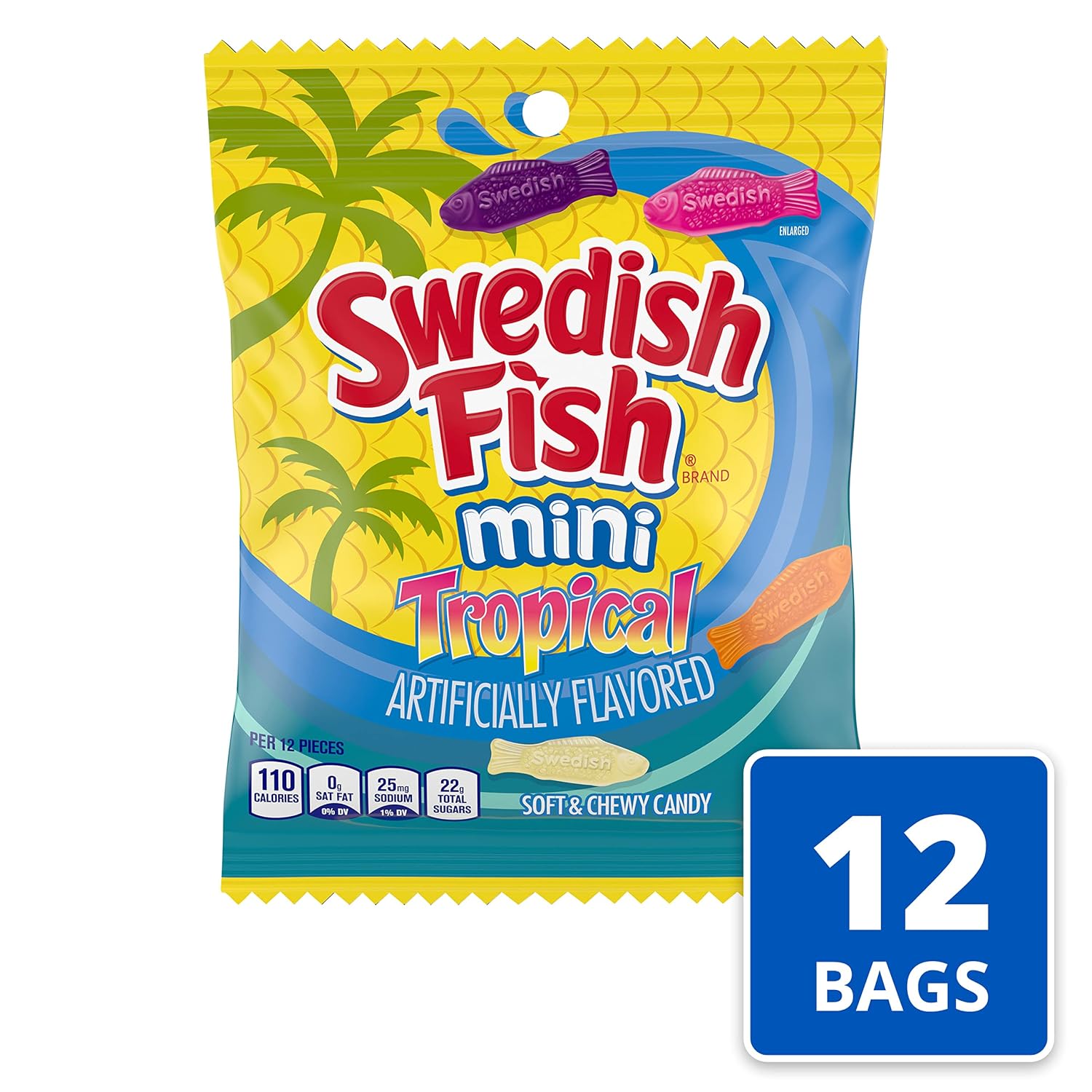 SWEDISH FISH Mini Tropical Soft & Chewy Candy, 12 - 5 oz Bags