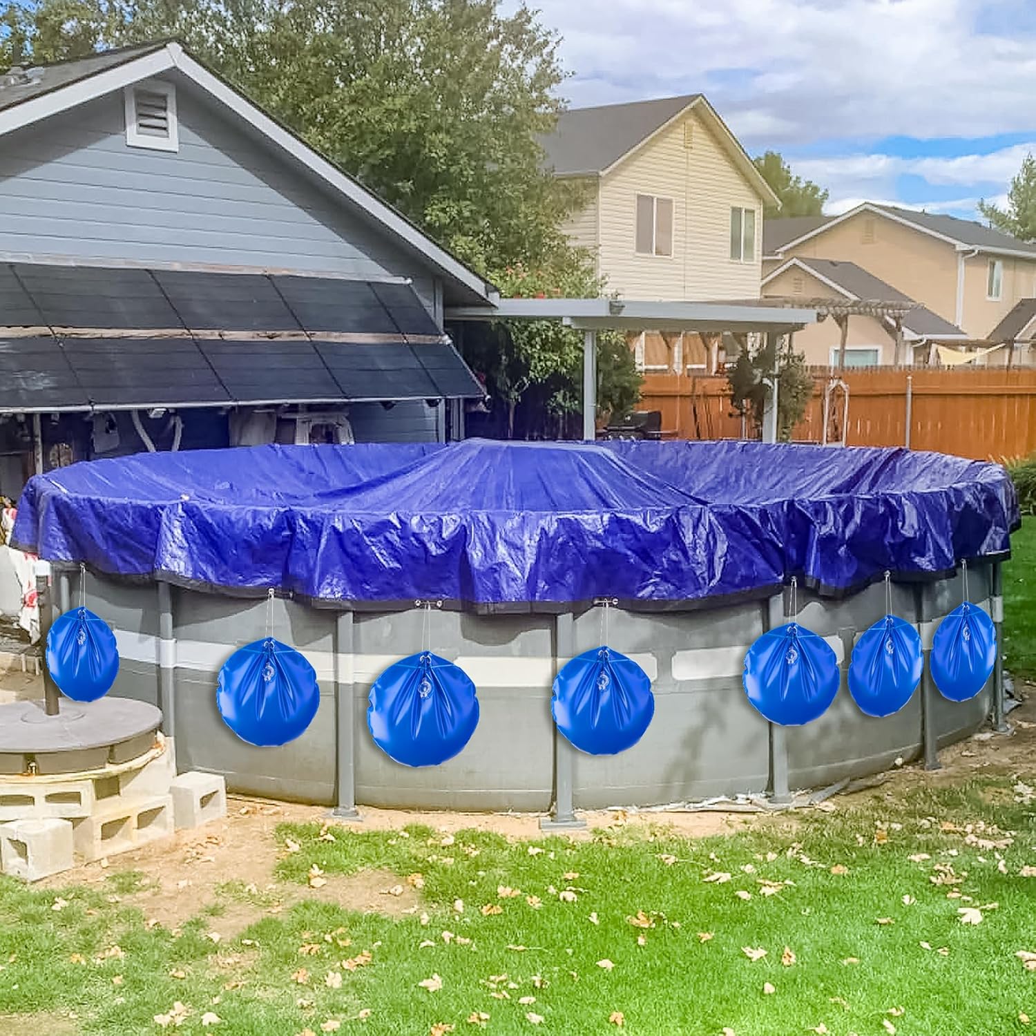 12 Pack Pool Cover Hanging Water Bag with Wire Ropes, 0.4mm Above Ground Pool Wall Bags, Heavy Duty Winter Pool Cover Weights for Swimming Pool Closing Kit