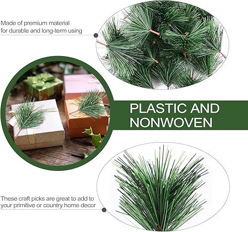 Miniatura 7 de 24 ramas de pino artificial, púas de pino de vegetación falsa, ramas de cedro sintético para decoraciones de guirnalda de Navidad