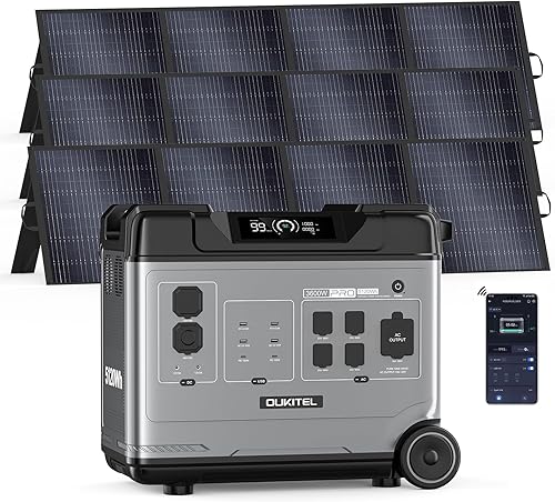 OUKITEL - Estación de energía de 1800 W con panel solar de 100 W P1000 Plus, generador solar de 1024 Wh con 4 salidas de CA (pico de 3600 W), carga