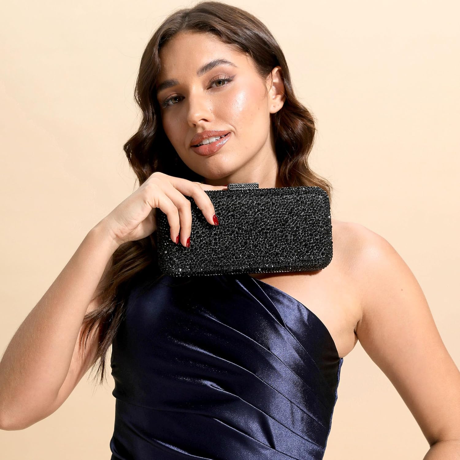 Boutique De FGG Mini Bling Crystal Clutch Purse for Women,Formal Evening Handbags,Wedding Party Bridal Rhinestone Clutch Bag - Image 3