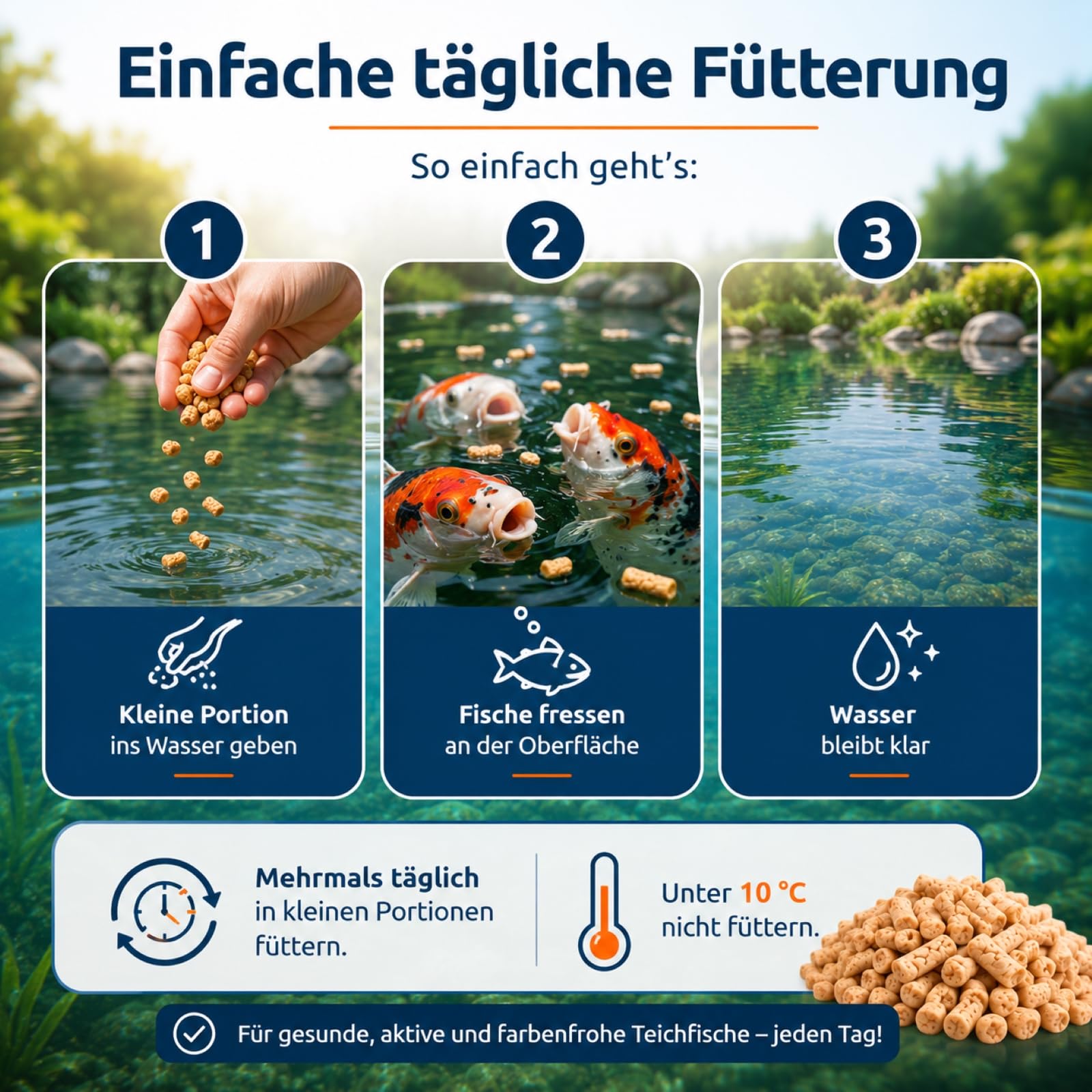 Bâtons de nourriture pour poissons de bassin - 75 l - Pour poissons caroïs rouges et poissons de bassin - Aliment complet flottant avec vitamines faciles à digérer - Bâtons de bassin de jardin pour