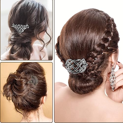 Miniatura 2 de 16 piezas vintage de plata celta para el cabello, horquilla china para mujer, palillos de bronce vintage, palillos para el cabello, pasadores de