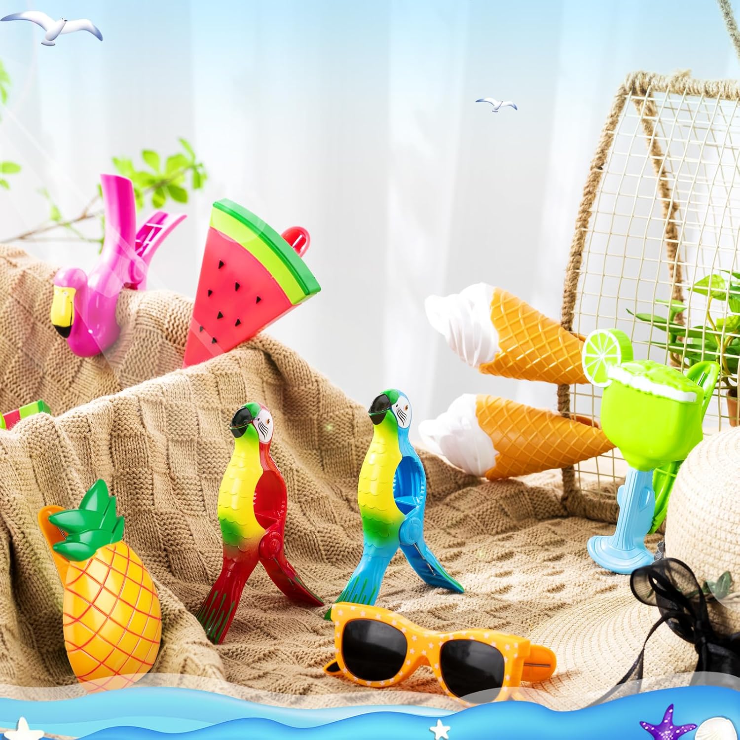 Rtteri 16 Pcs Beach Towel Clips for Beach Chairs Cute Towel Holder Cruise Clothes Pins for Lounge Chair Patio Pool, Assorted Style(Classic) image 4