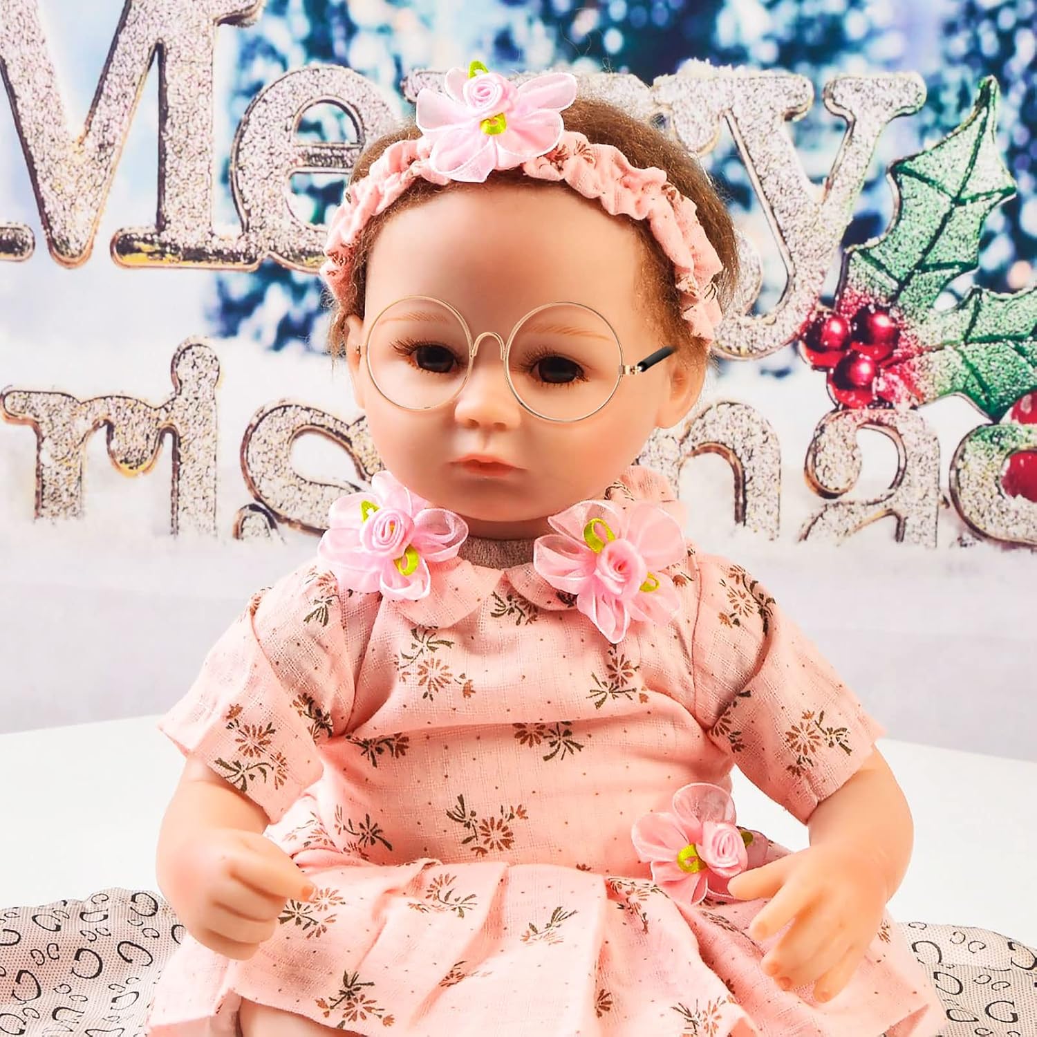 9 Pairs Mini Dolls Glasses - Metal Wire Rim, Clear Lens Eyewear - Fits 8 Inch, 18 Inch Dolls and Dogs (9 Pcs, 3.74 Inch)