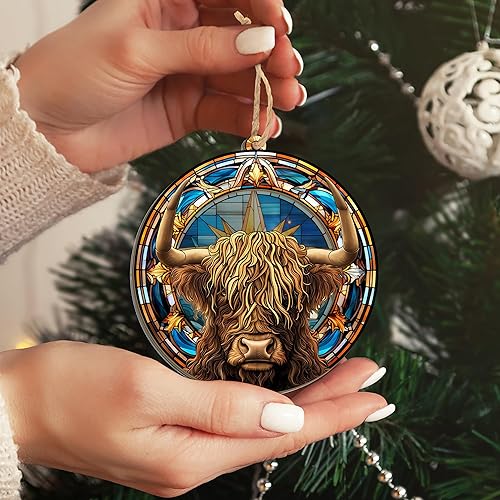 Vista 77 de Adorno de Navidad rústico de granero rojo – Decoración de árbol de vacaciones de granja con tractor y molino de viento, decoración de escena