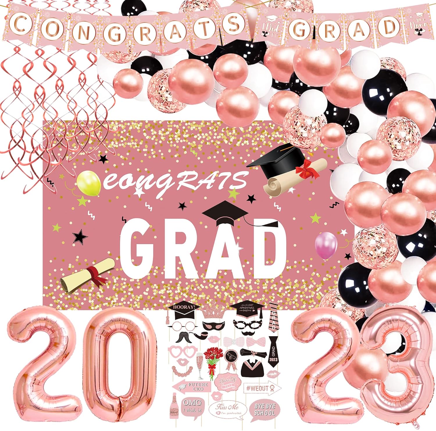 Graduation Decorations 2023 Rose Gold Graduation Party