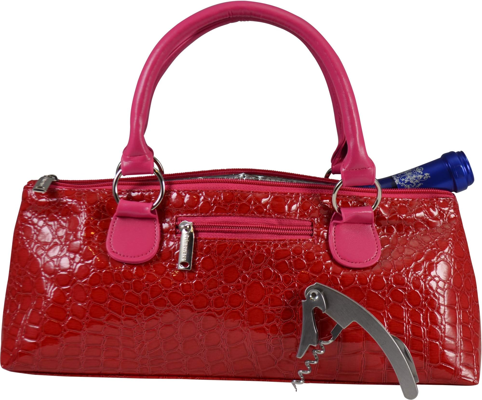 Primeware Croc Wine Clutch, Pink