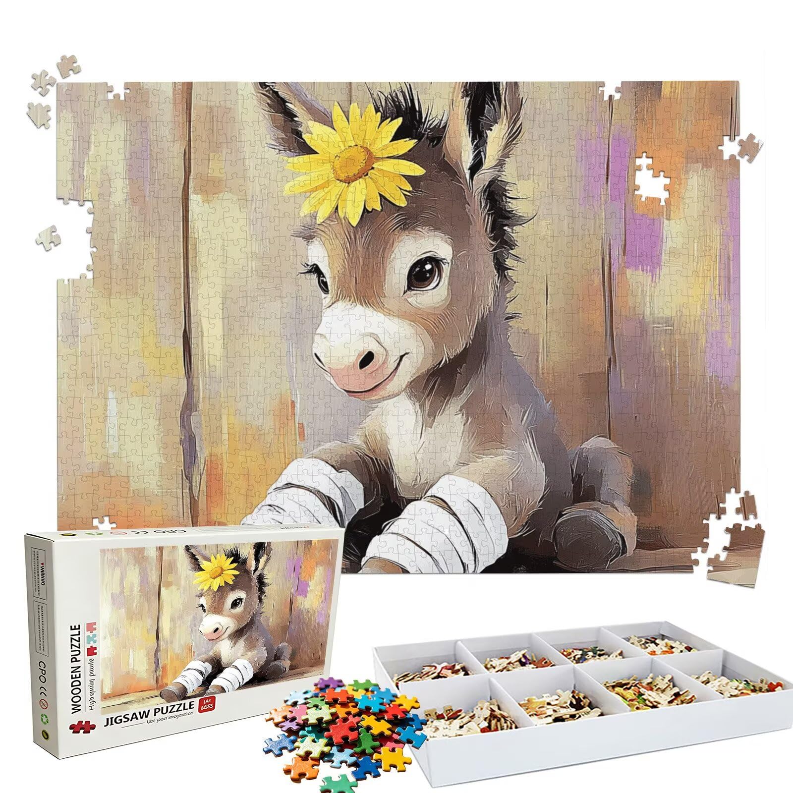 Puzzle 4000 Pezzi animale asino, Puzzle 4000 Pièces Challenge Impossible, Puzzles 141.5x87.5 cm Taglia Grande Adulti, Giochi Educativo per Famiglie, Regalo Puzzles Classici, Decorazioni Casa W3H-806