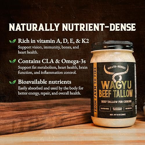 Miniatura 16 de Wrath and Remedy - Sarga de res para cocinar, hecha en Estados Unidos, 100% alimentada con pasto, sabor rico, grasa de res pura y orgánica