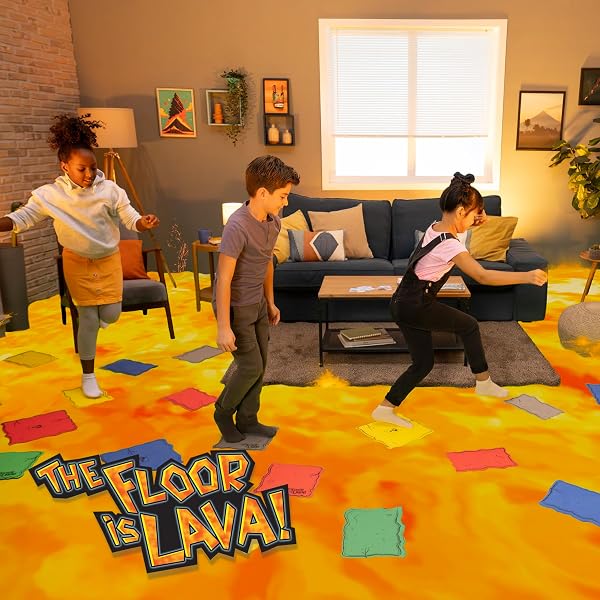 Goliath - FLOOR IS LAVA! - Interactive Board Game for Kids from 5 Years Old - Develops Balance and Coordination - Indoor or Outdoor Family Game - 2 to 6 Players - 20 Min - 2