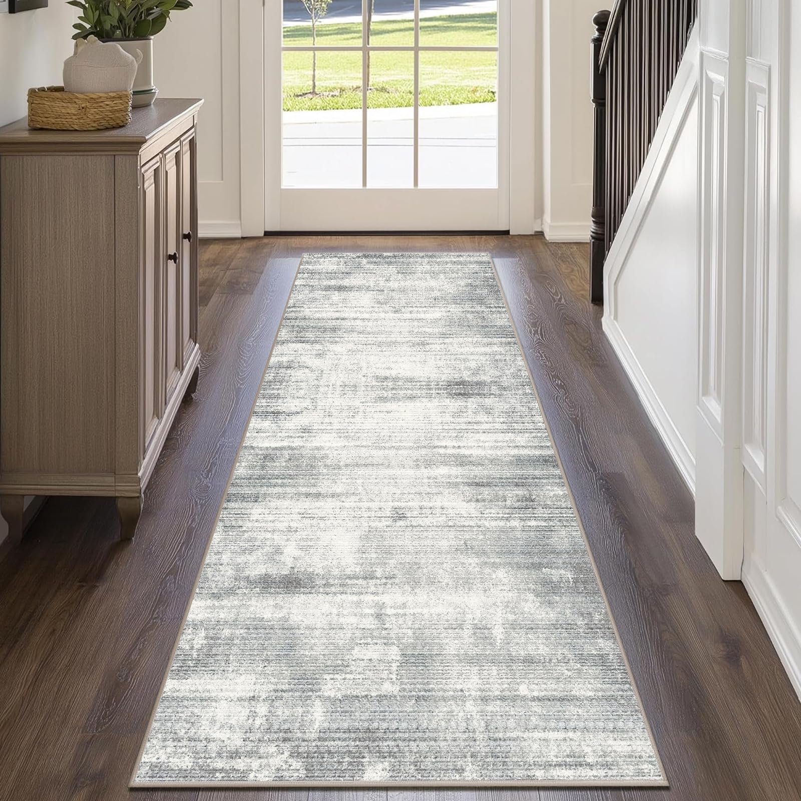 Cycleader 80x200cm Non-Slip Washable Runner Rug for Hallway Bedroom, Modern Abstract Faux Cashmere Carpet Anti-Fatigue Kitchen Rugs Indoor Soft Long Floor Mat Low Pile Runners with Anti-Slip Backing — image 1