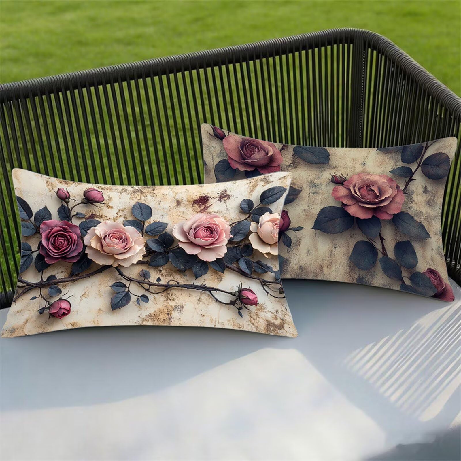 Federe Cuscino 60x80 Set di 2, Fiore Federe Cuscini Divano Velluto Morbido, Rettangolari Copricuscini 60x80cm Con Cerniera Invisibile, Copricuscino per Camera Casa Decorazioni, Nordico K-4342