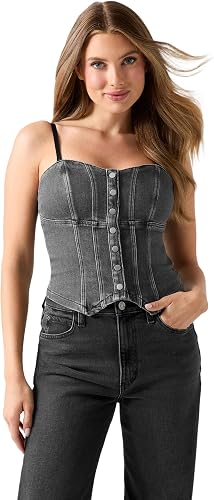 GUESS Womens Eco Cecile Bustier, Tokyo Grey, Extra Small