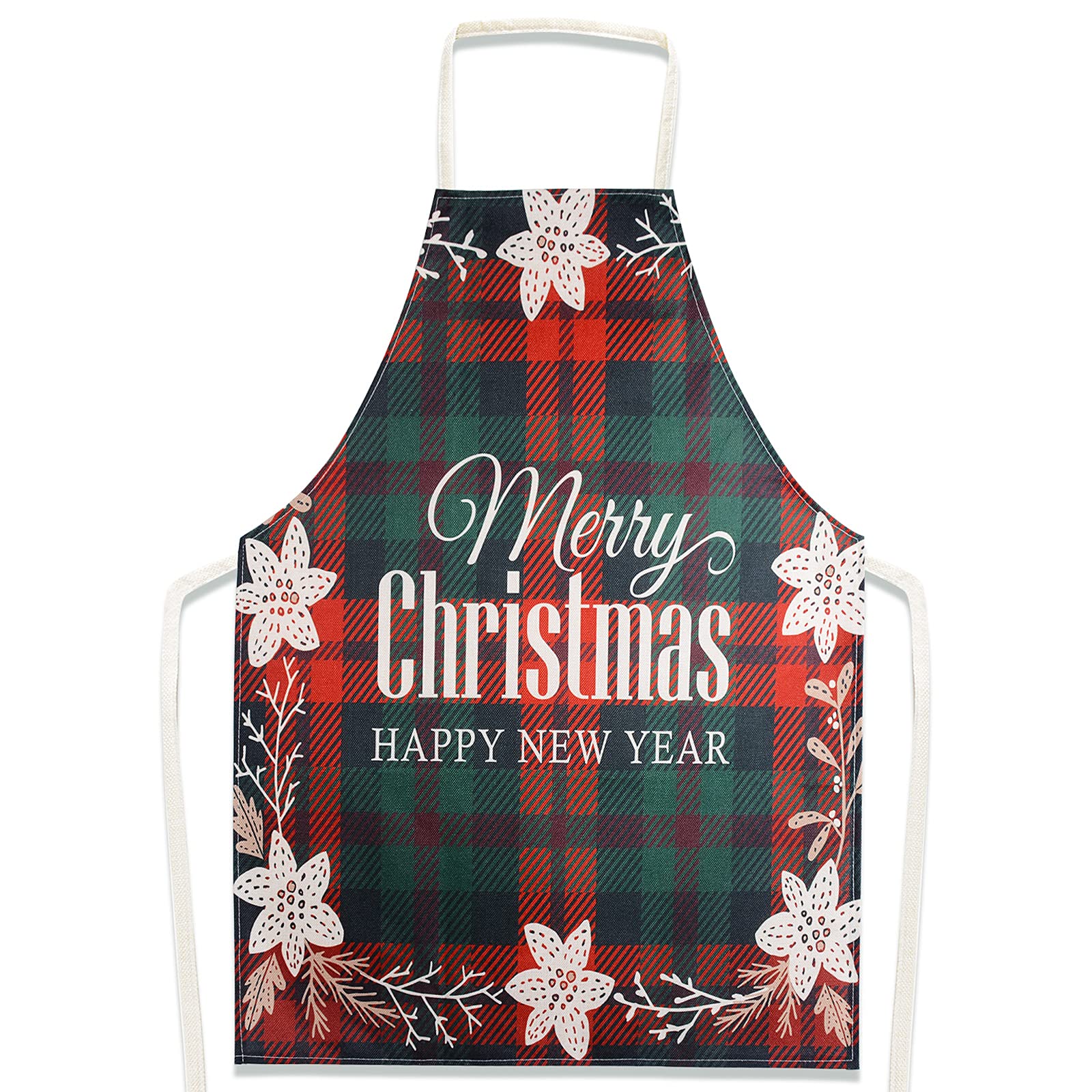 BETESSIN Delantal Unisex para Navidad Delantal Lino Cuadros Rojo Verde Hombre Mujer Cocinero Chef de Cocina para Restaurante Barbacoa Jardín Bistro Picnics Cafetería en Fiesta de Navidad