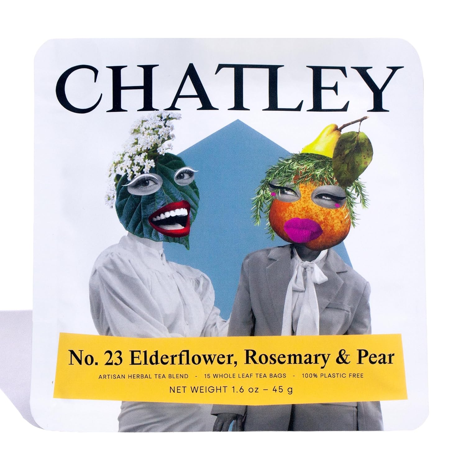 Chatley Tea No. 23: Elderflower, Rosemary & Pear, Herbal Tea, Full Leaf Tea Bags, Plastic Free, Hot or Iced Tea