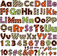 Vista 27 de 260 piezas de letras en blanco y negro para tablón de anuncios de aula, paquete combinado de letras de 4 pulgadas, juego de puntos y rayas