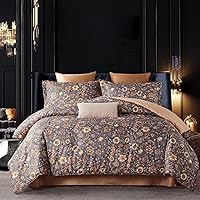 Vista 9 de Cupocupa Juego de funda de edredón tamaño King, diseño floral bohemio, juego de funda de edredón para cama de tamaño King, ropa de cama suave