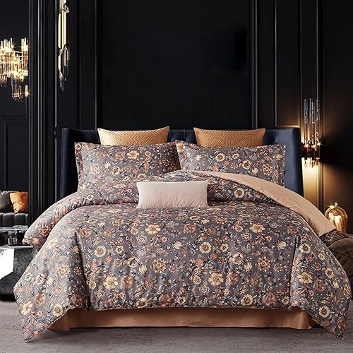 Miniatura 8 de Juego de funda de edredón con diseño floral de jardín de tamaño individual, con estampado de hojas verdes y flores, reversible, colección de ropa de