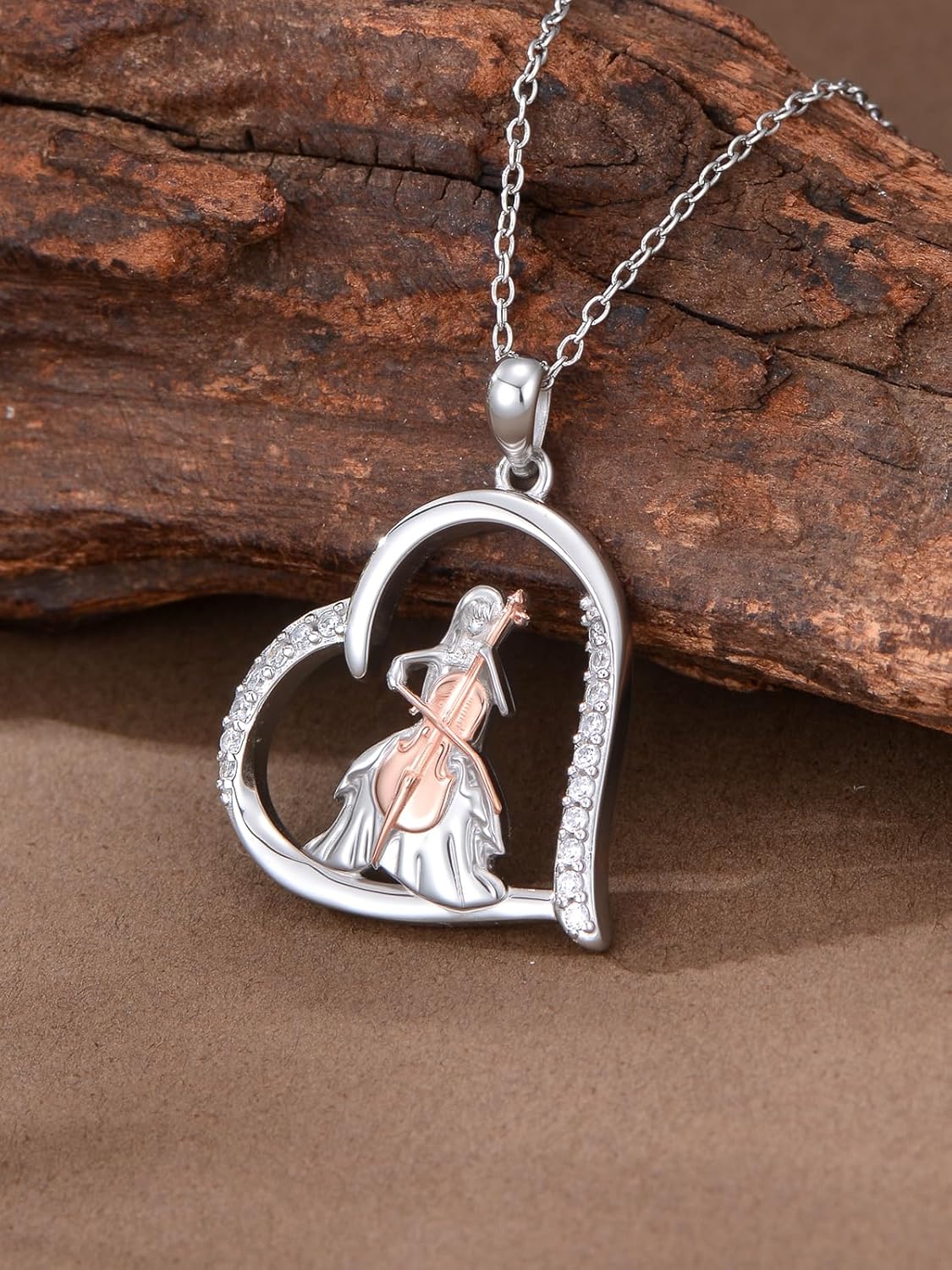Violin/Cello/Piano/Harp/Ballet Necklace for Women 925 Sterling Silver Women Music Art Pendant Necklaces Musical Gift for Daughter/Friends - Image 2