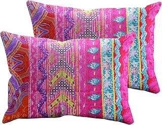 Erosebridal Boho Pillowcase Exotic Striped Bohemian Floral Pillow Shams Queen Size Standard Colorful Boho Pillow Shams with Evenlop Closure Microfiber Super Soft Bohemian Pillow Cover,20