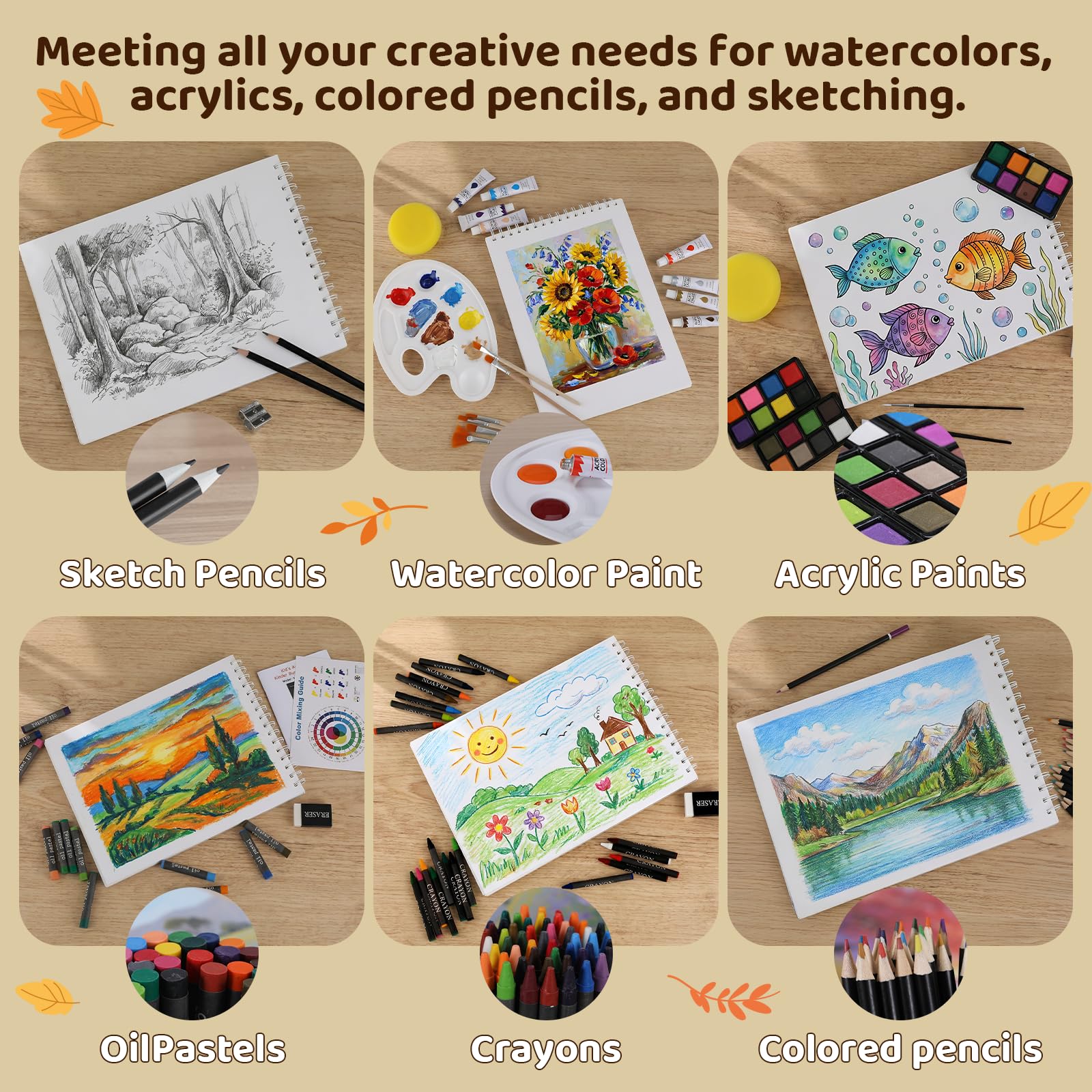 MAMIZO 202-Teiliges Premium Malset,Malkoffer mit Wachsmalstiften,Buntstiften,Ölpastellen und Acrylfarben,Staffelei und Holzkiste,Malset für Kinder & Anfänger,Ideal für zu Hause,Schule,Plein Air Malen