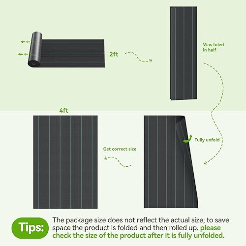 Miniatura 2 de Barrera de malezas de 4 pies x 300 pies, tela resistente de 3.2 onzas, tela tejida para control de malezas, tela geotextil tejida para contrapiso,