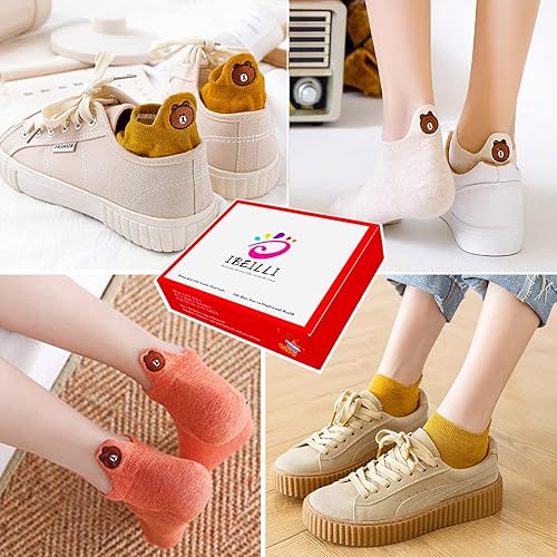 Miniatura 6 de Calcetines lindos para mujer, 10 pares de calcetines de algodón bordados Kawaii divertidos de corte bajo para mujeres y niñas, calcetines de tobillo