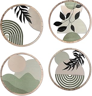 DETENE 4 Pièces Décoration Murale Bohème en Bois Décoration Murale de Ferme Moderne Art Mural Boho Vert Pour Mural Art Déco Salon Ferme Nursery (3D-Vert)