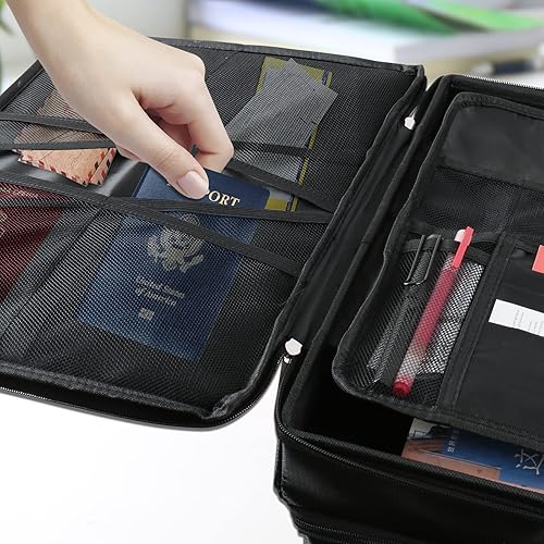 Miniatura 6 de RHM Caja de documentos ignífuga con cerradura, caja de archivos a prueba de fuego de 2 capas para documentos con asa, caja de documentos portátil