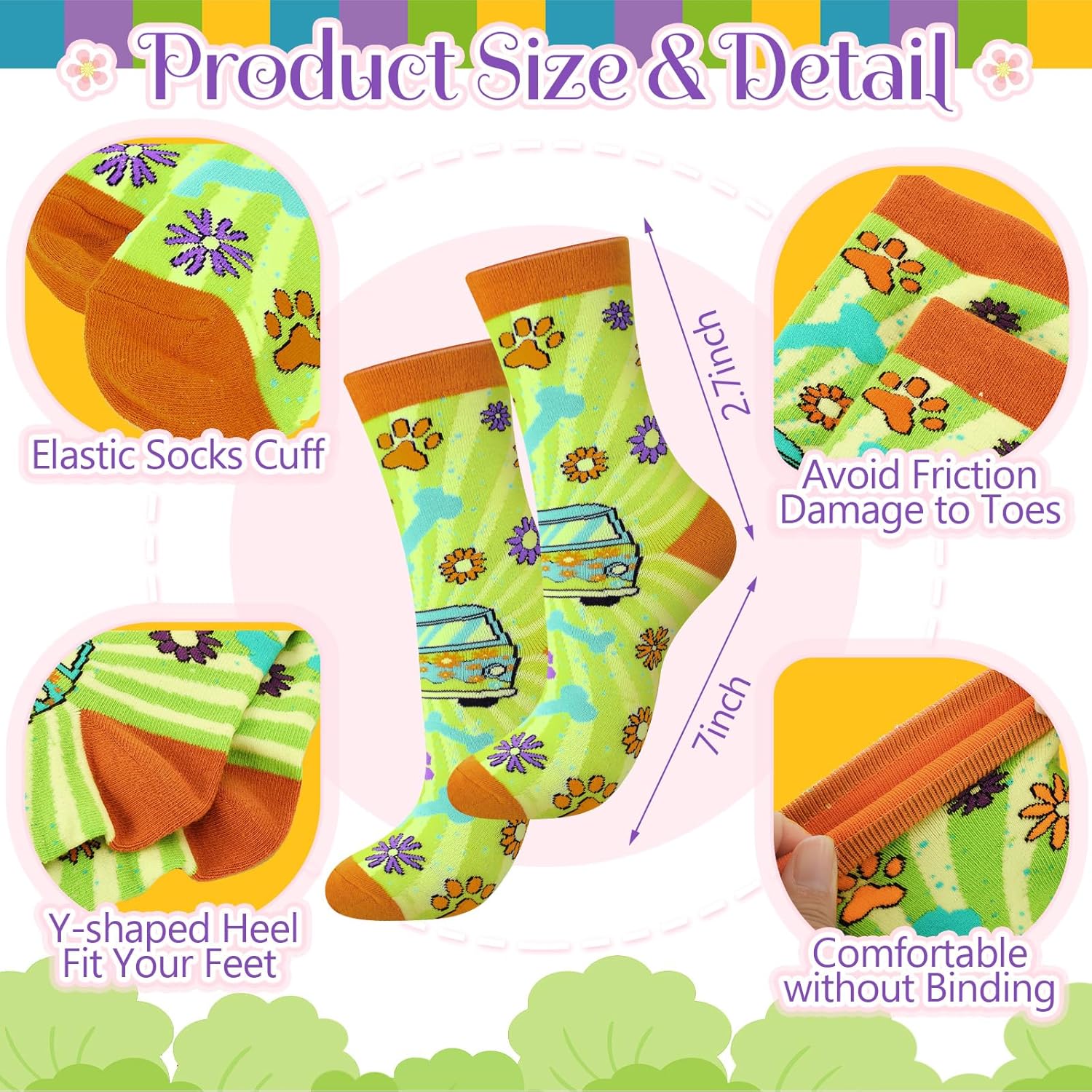 6 Pair Mysterious Dog Crew Socks Adult Cartoon Car Soft Fuzzy Funny Socks Valentine's Day Stuff Gifts for Men Women - Image 3