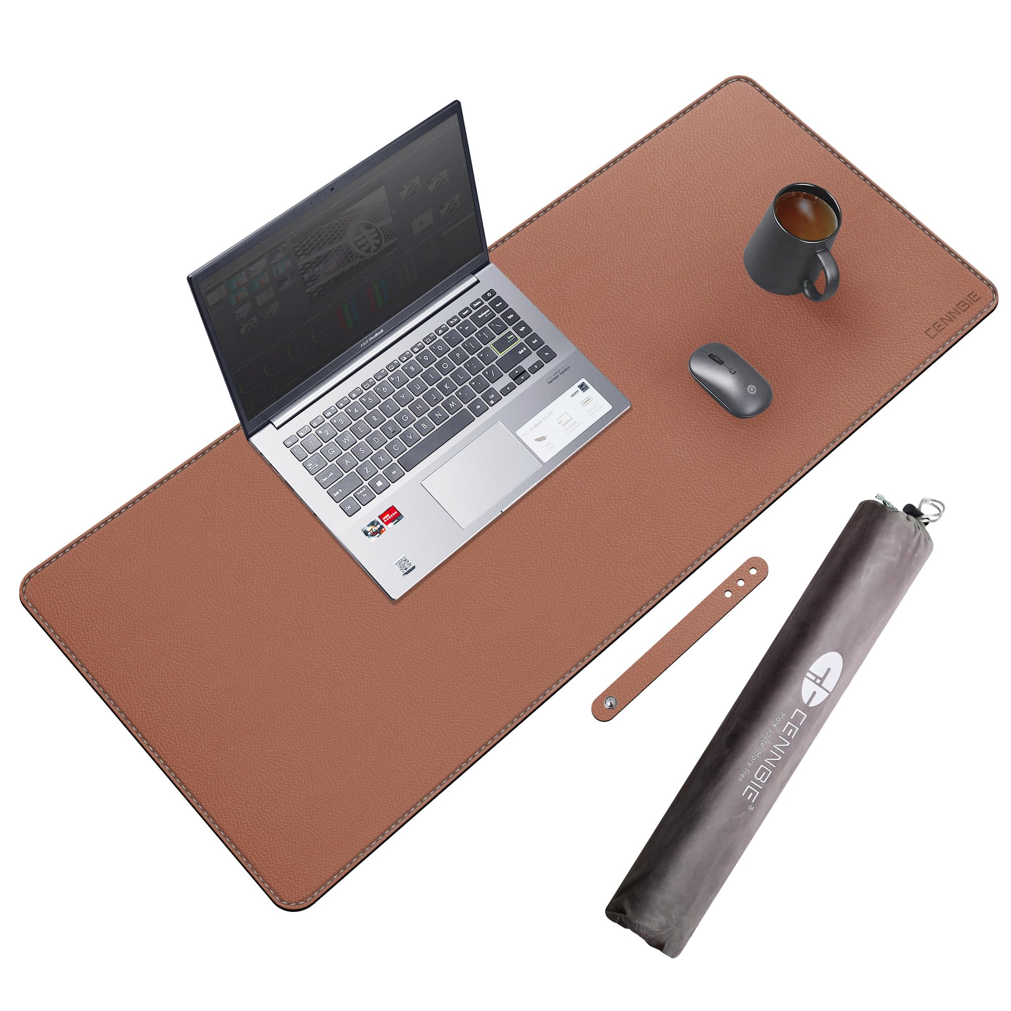 CENNBIE Leather Desk Pad, 90 x 40 cm, Non-Slip Waterproof Mouse Pad, Desk Mat for Office and Home (Brown) — image 1