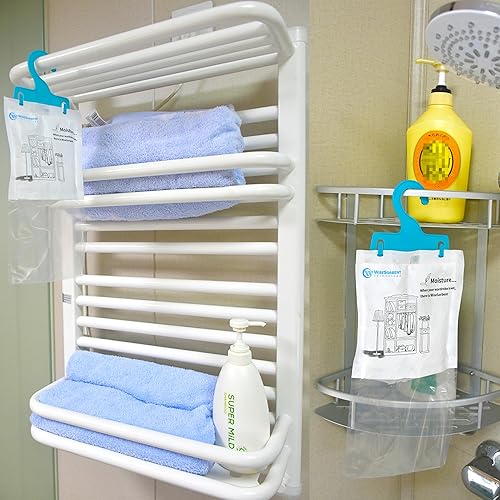 Miniatura 8 de Paquete de 12 bolsas colgantes para absorber la humedad, paquetes absorbentes de humedad con 6 ganchos reutilizables, paquetes de humedad, paquetes