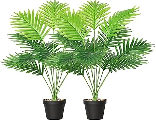 SOMYTING Set of 2 Artificial Areca Palm Plants in Pots,...