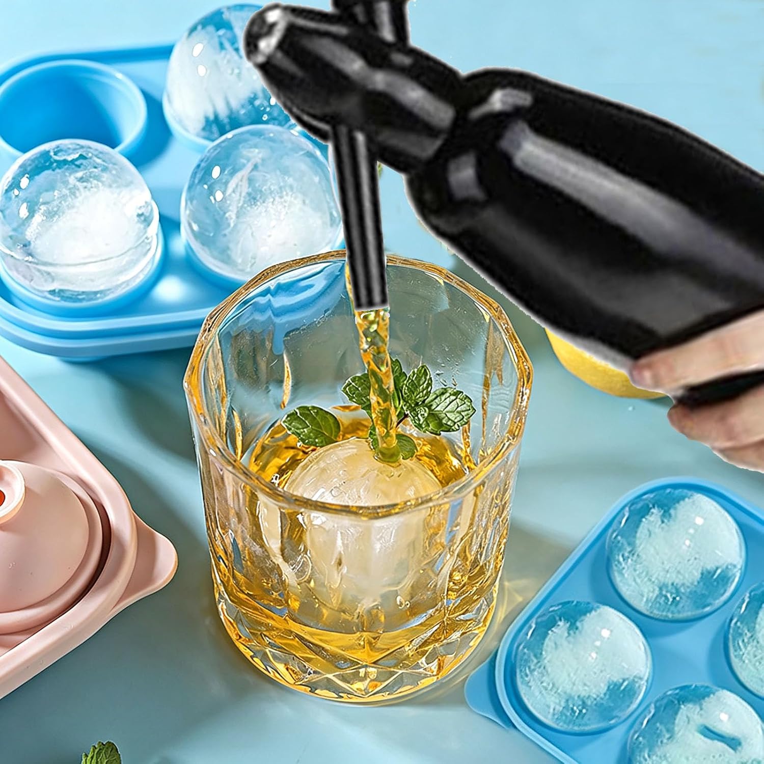 Soda Siphon 1L Carbonated Soda Maker, Sparkling Water Machine Portable